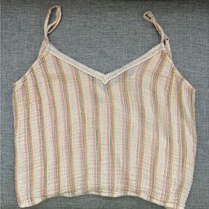 Aerie Tan Cream Ribbed Camisole Top